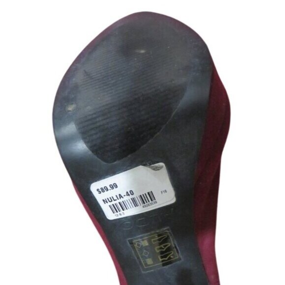 ALDO Nulia Maroon micro suede peep toe ankle boots booties heels size 7 - Picture 13 of 15